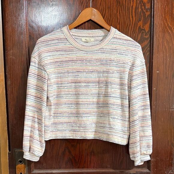 Madewell Tops - Madewell Bubble-Sleeve Crop Top in Rainbow Stripe